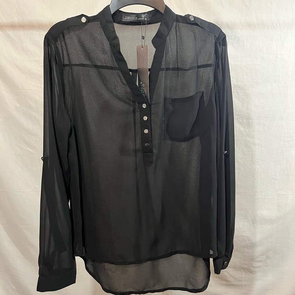 Zanzea Tops - NWT black sheer blouse, XL